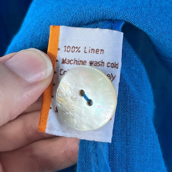 Fridaze Women's Royal Blue 100% Linen Button Front Top Size S - Picture 10 of 10